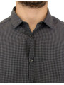 Shirts Chic Gray Checked Casual Linen Blend Shirt 310,00 € 7333413020611 | Planet-Deluxe