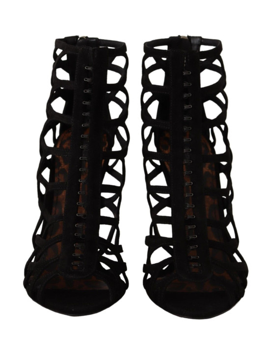 Sandals Elegant Black Suede Heels Sandals 2.400,00 € 8057001471720 | Planet-Deluxe