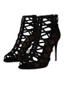 Sandals Elegant Black Suede Heels Sandals 2.400,00 € 8057001471720 | Planet-Deluxe