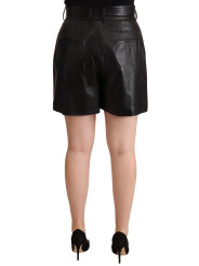 Shorts Elegant Black Leather High Waist Shorts 1.700,00 € 8057155273195 | Planet-Deluxe