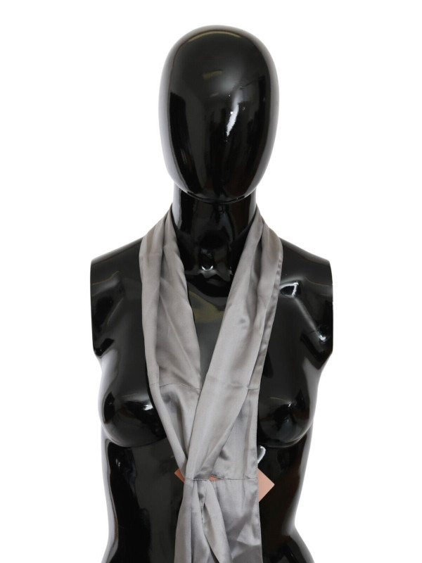 Scarves Sleek Silver Silk Neck Scarf for Men 150,00 € 8033643090444 | Planet-Deluxe