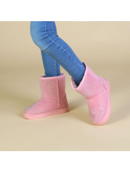 Rosa Glitzer-Stiefeletten schimmern