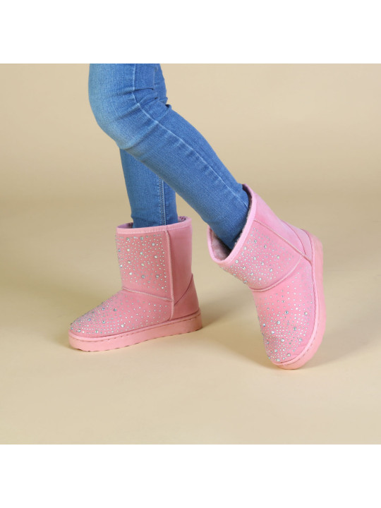 Rosa Glitzer-Stiefeletten schimmern