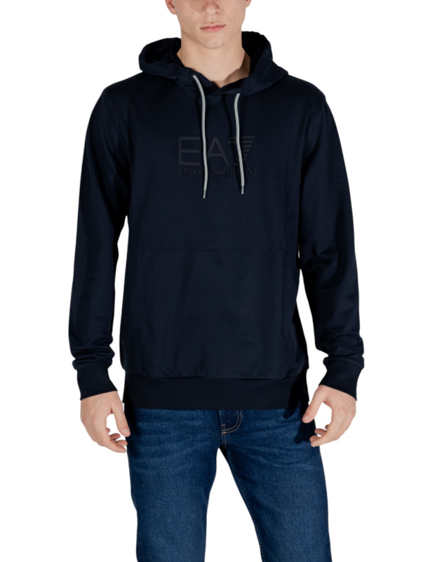 Dunkelblauer Kapuzenpullover mit Logo Dunkelblauer Kapuzenpullover mit Logo