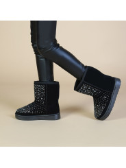 Schwarze Stiefeletten mit Strasssteinen