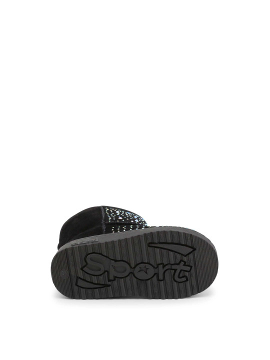Schwarze Leder-Flipflops mit weißen Punkten