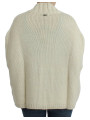 Sweaters Elegant White Knitted Cape-Cardigan Hybrid 270,00 € 8056305729352 | Planet-Deluxe