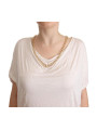 Tops & T-Shirts Elegant White Gold Chain T-Shirt Top 150,00 € 7333413044044 | Planet-Deluxe