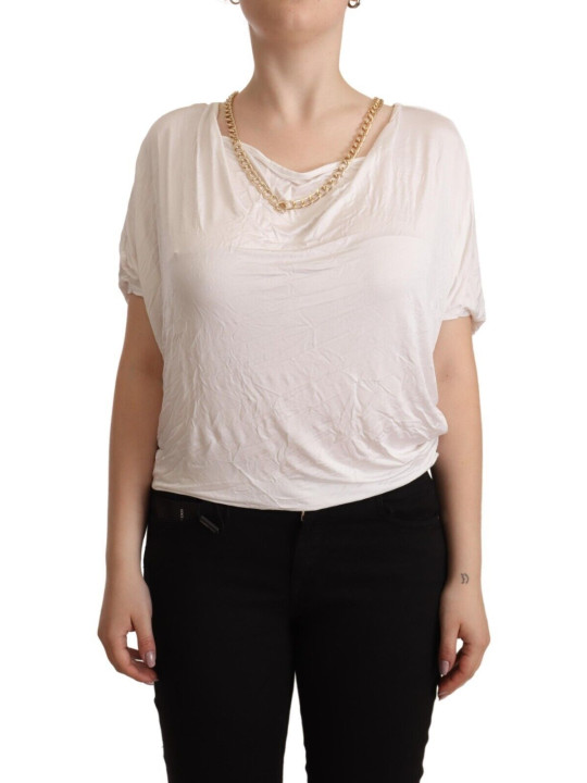 Tops & T-Shirts Elegant White Gold Chain T-Shirt Top 150,00 € 7333413044044 | Planet-Deluxe