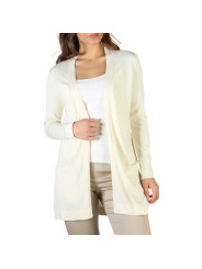 Weißer langer offener Strick-Cardigan