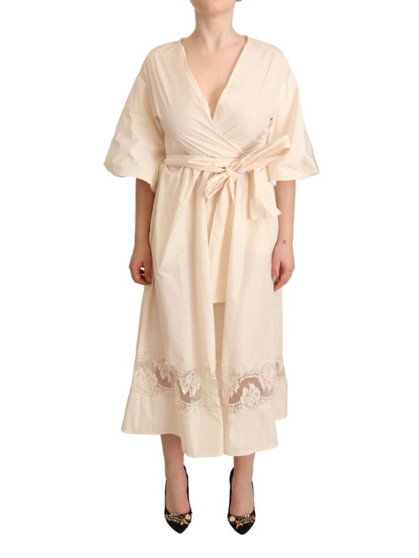 Dresses Elegant Off White Maxi Wrap Dress 500,00 € 7333413043931 | Planet-Deluxe