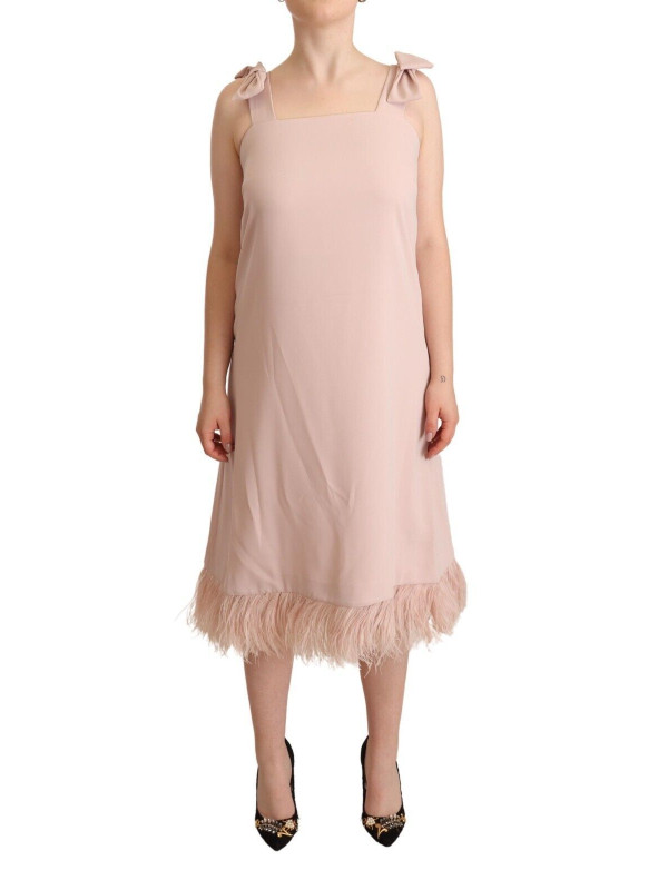 Dresses Chic Sleeveless Midi Dress with Feather Trim 900,00 € 7333413043924 | Planet-Deluxe