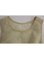 Tops & T-Shirts Elegant Beige Tank Top Blouse 360,00 € 8033697518321 | Planet-Deluxe