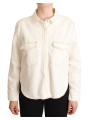 Tops & T-Shirts Elegant White Long Sleeve Collared Polo Top 100,00 € 5400898465410 | Planet-Deluxe