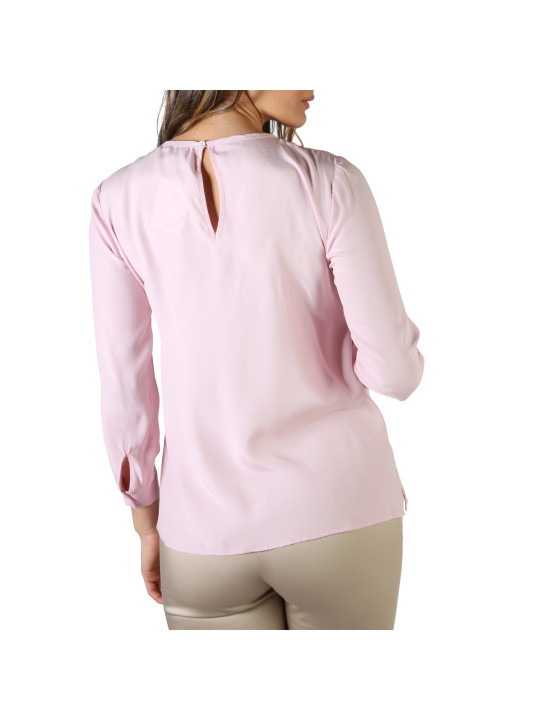 Rosa Rosa Bluse mit Schlüssellochöffnung