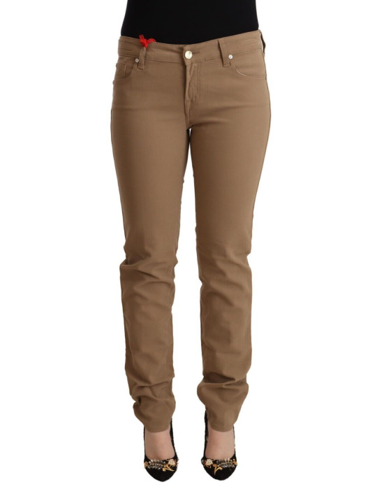 Jeans & Pants Elegant Brown Mid Waist Skinny Pants 800,00 € 7333413044303 | Planet-Deluxe