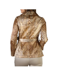 Braun Lederjacke mit Leopardenmuster Damen