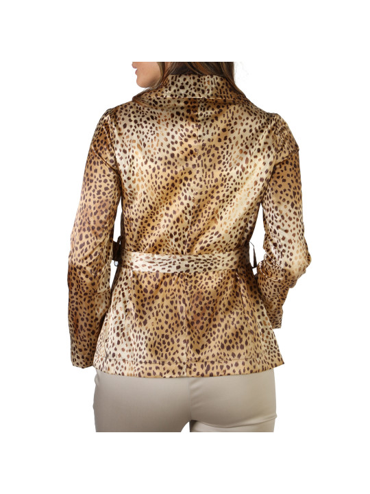Braun Lederjacke mit Leopardenmuster Damen