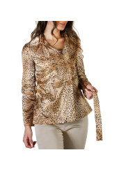 Leopardenmuster Seidenbluse mit V-Ausschnitt