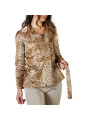 Leopardenmuster Seidenbluse mit V-Ausschnitt