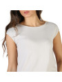 Texturiertes weißes Damen Kurzarmshirt