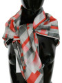 Scarves Elegant Silk Checkered Scarf in Gray and Red 150,00 € 7333413046017 | Planet-Deluxe