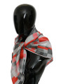 Scarves Elegant Silk Checkered Scarf in Gray and Red 150,00 € 7333413046017 | Planet-Deluxe