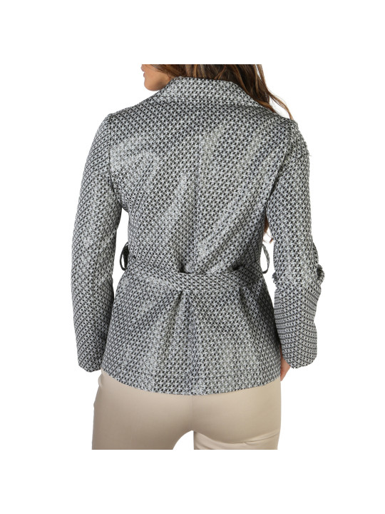Grauer Hundzahn-Tweedjacke mit Gürtel