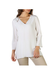 Weiße V-Ausschnitt Bluse mit Modell