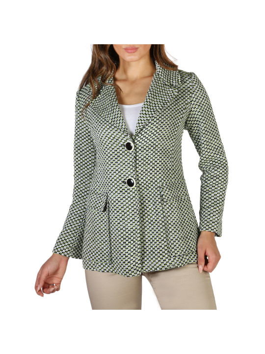 Grüner Houndstooth Fontana Damenjacke Peplum