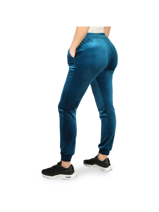Türkisfarbene Samt-Hochbund-Jogginghosen für Damen