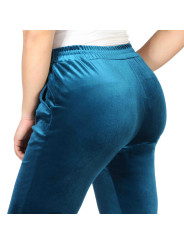 Teal Velours-Trainingshose mit Tasche
