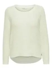 Cremefarbener Strickpullover mit Bootausschnitt
