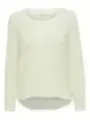 Cremefarbener Strickpullover mit Bootausschnitt
