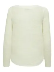 Weicher, cremefarbener Strickpullover mit Rundhals.
