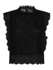 Schwarzes Spitzen-Tanktop mit Saum
