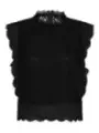 Schwarzes Spitzen-Tanktop mit Saum