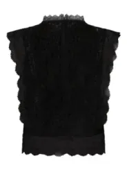 Schwarzes Spitzen-Tanktop mit Ärmeln