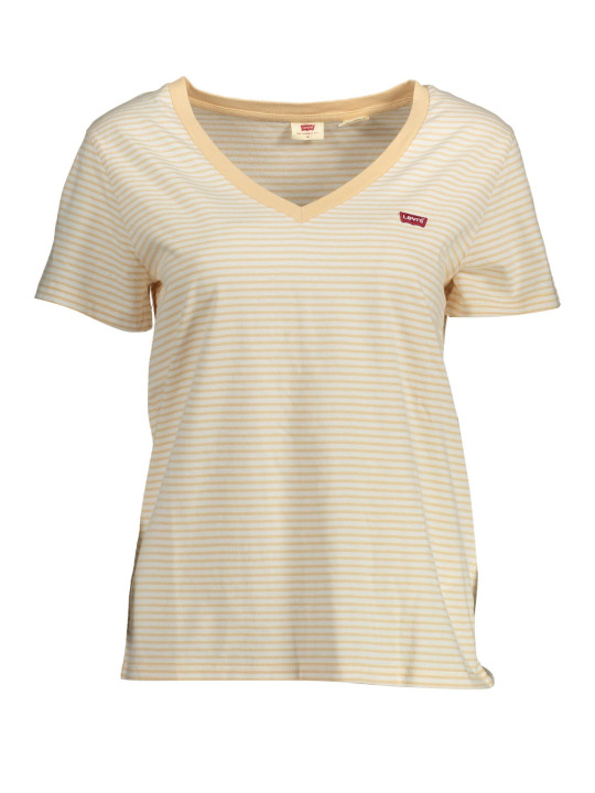 Tops & T-Shirts Chic Beige Organic Cotton V-Neck Tee 50,00 € 5400970205309 | Planet-Deluxe