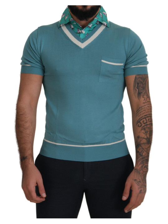 T-Shirts Elegant Silk Polo Tee with Boat Collar Print 1.300,00 € 7333413045904 | Planet-Deluxe