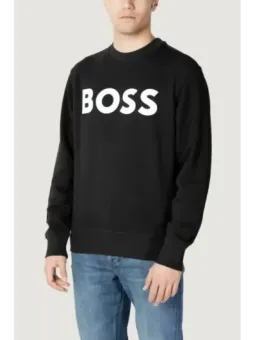 Schwarzes BOSS Logo Baumwoll-Sweatshirt