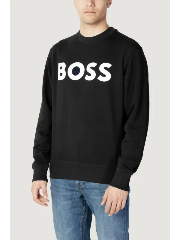 Schwarzes BOSS Logo Baumwoll-Sweatshirt