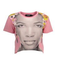 Tops & T-Shirts Chic Pink Embellished Cotton Tee 50,00 € 8445110281604 | Planet-Deluxe