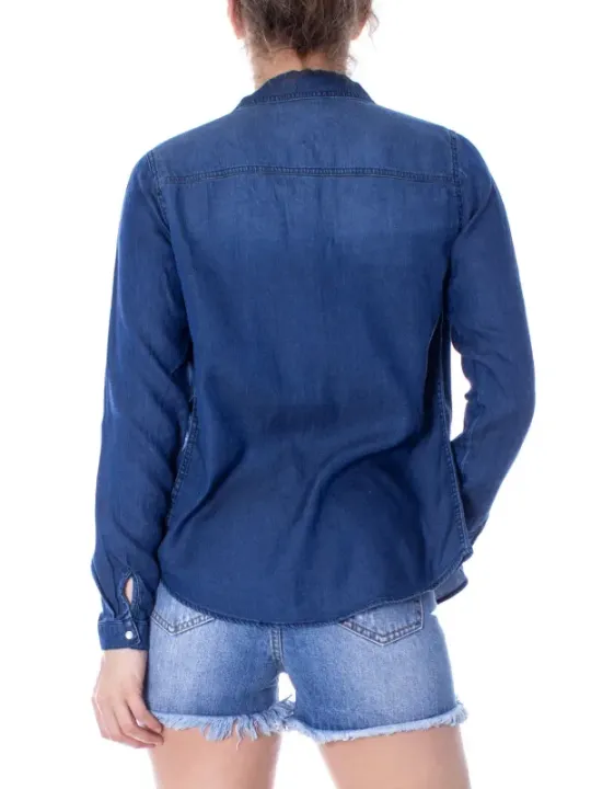 Faded Denim Hemd mit Taschen