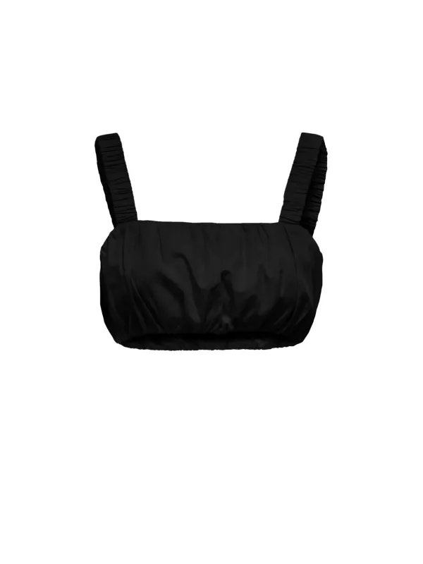 Schwarzes Rüschen-Crop-Top Only Schwarzes Rüschen-Crop-Top Only