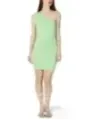 Mintgrünes Kleid mit asymmetrischer Schulter