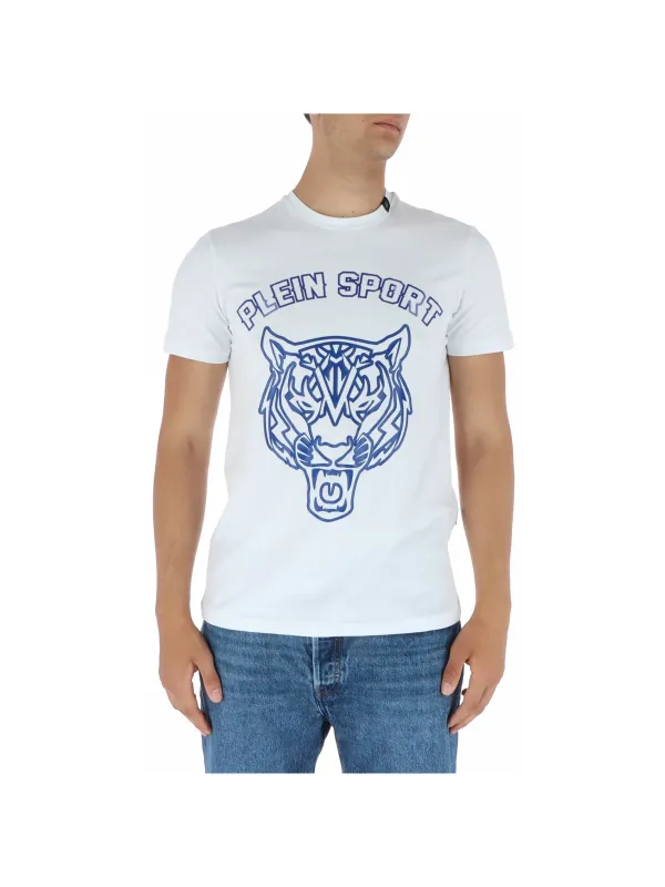 Weißes Tiger-Emblem Plein Sport T-Shirt Weißes Tiger-Emblem Plein Sport T-Shirt