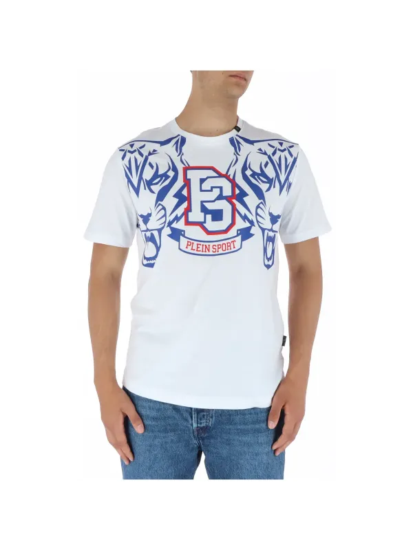 Weißes T-Shirt mit Tigerdruck Weißes T-Shirt mit Tigerdruck