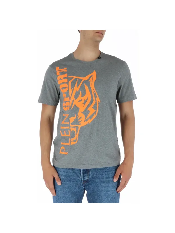 Graues Plein Sport Tiger Logo T-Shirt Graues Plein Sport Tiger Logo T-Shirt