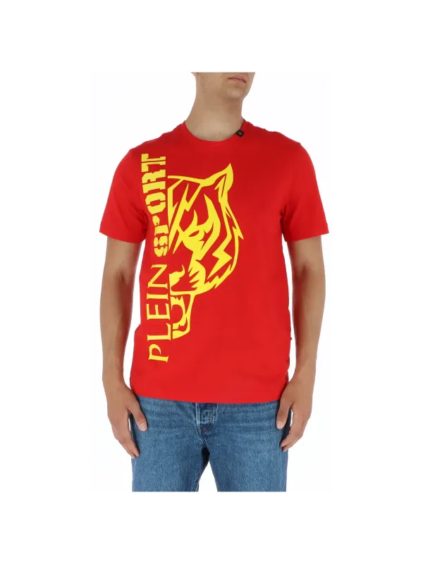 Rotes T-Shirt mit Tigerdruck Rotes T-Shirt mit Tigerdruck